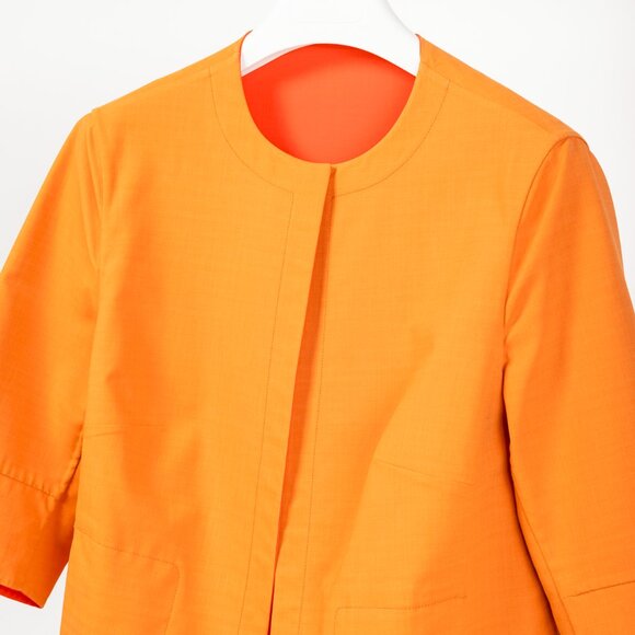 Akris Reversible Firecracker Orange Cotton Trapeze Jacket - Picture 6 of 16